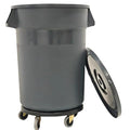 32 Gallon Outdoor Trash Can with Lid and Wheels Removable Wheels and Sturdy Handle Outdoor Trash Can for Outdoors Hospitals Garages Backyards and Yards (Grey)