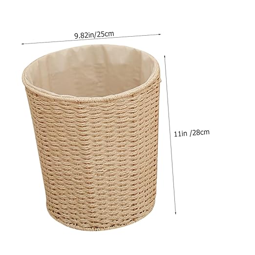VOSAREA Rattan Woven Storage Basket Wastebasket Sundries Basket Pastoral Style Random Style