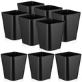 SHENLIU 9 Pack 2 Gallon Trash Can Black Small Garbage Can Bulk Bathroom Trash Bin Plastic Wastebasket Square for Bedroom Office and Kitchen Bathroom Narrow Space