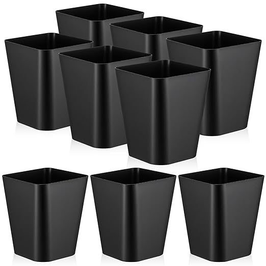 SHENLIU 9 Pack 2 Gallon Trash Can Black Small Garbage Can Bulk Bathroom Trash Bin Plastic Wastebasket Square for Bedroom Office and Kitchen Bathroom Narrow Space