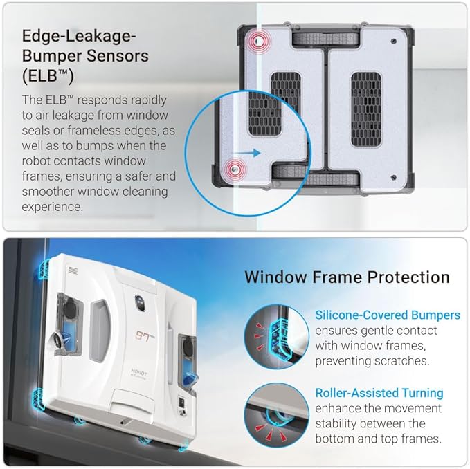 HOBOT S7 Pro Window Cleaning Robot | Dual Mop Polish Hand Wiping Technology 15nm Ultrasonic Spray 4800Pa Suction | Automatic Window Washer Robot for Framed/Frameless Glass Indoor &amp Outdoor Use