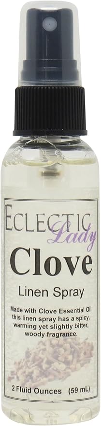 Clove Fragrance Oil Linen Spray - Handmade in USA Phthalate-Free No Artificial Colors Preservatives - Spray For Linens Bedding Sheets (Double Strength 8 oz)