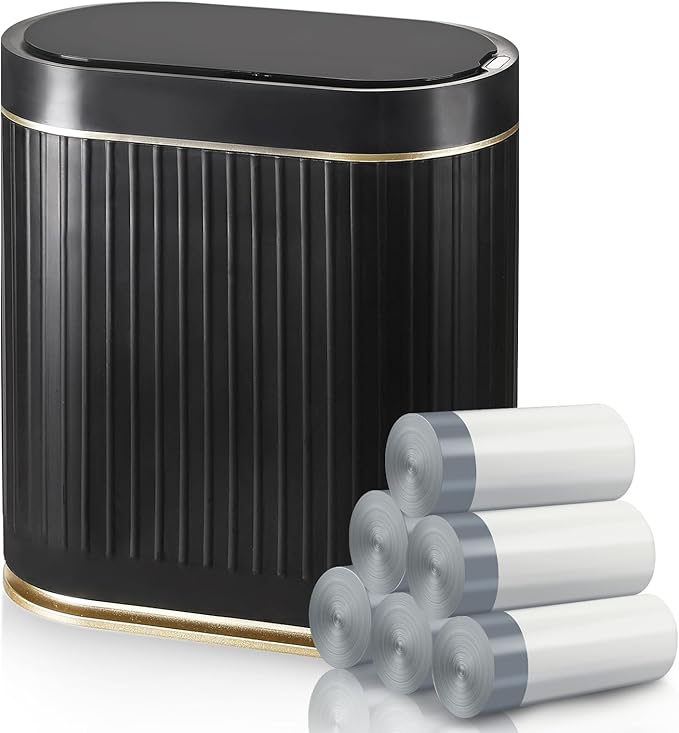 ELPHECO 2 Gallon Bathroom Trash Can with 120 Counts Trash Bags