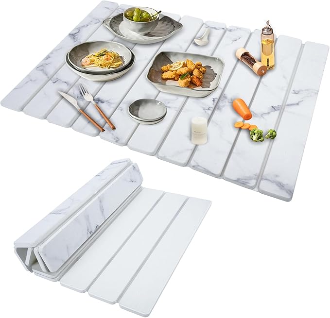Large Stone Dish Drying Mat for Kitchen Counter &amp SinkStone Drying Mat 23x15.3 InchCollapsible Quick-Dry Diatomaceous Earth PadEco-Friendly Absorbent Mat for Dishes Cups Bottles