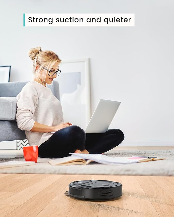 Lefant M210 Pro Robot Vacuum Slim Quiet 3 Adjustable Suction Levels 6 Modes Robot Vacuum Cleaner for Pet Hair Hard Floors &amp Low Carpets Self-Charging WiFi/App/Alexa Control Black