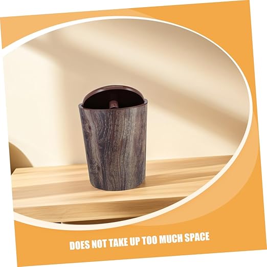Mobestech Retro Wood Grain Plastic Trash Can Large Capacity Wastebasket for Bedroom Kitchen Office Bathroom Aesthetic Appeal Spacious Design for Spaces
