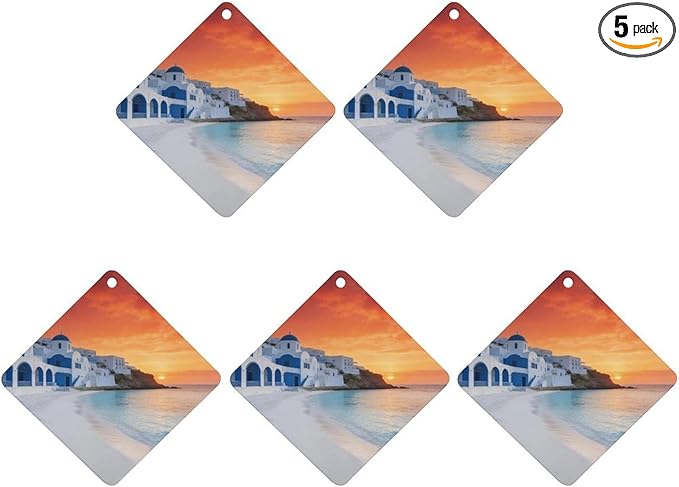 5PCS Car Air Freshener Hanging Personalized Double Sided White Coastal Town Car Fresheners Long Lasting New Cars Scents Cute Automotive Freshies for Closets Drawers (tea)