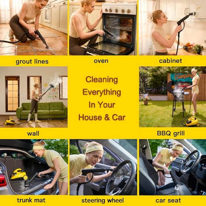 STEAMBOT® Heavy Duty Steam Cleaner with 2L Large Water Tank 28-in-1 Multipurpose steam cleaner for home High Temperature Deep Cleaning for Grout Floor Tile Oven Car Window&ampKitchenno chemic