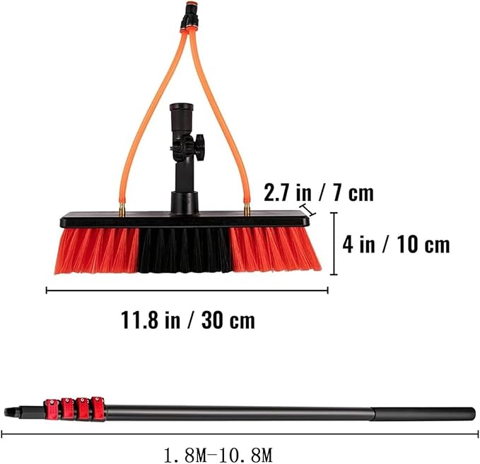 Water Fed Pole KitWater Fed Brush W/Squeegee Water Fed Cleaning SystemCleaning Tool for Window Glass Solar Panel