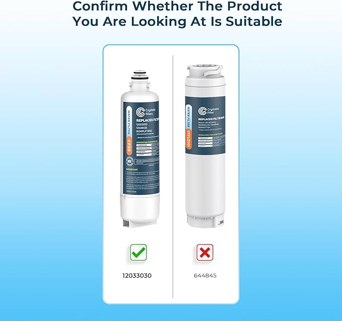 Crystala Filters Replacement for Bosch Ultra Clarity Pro Water Filter Compatible with BORPLFTR50 12033030 11025825 12028325 BORPLFTR55 WFC100MF WFS200MF (1 Pack)