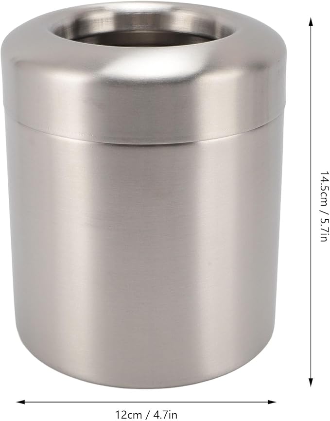Fockety Countertop Trash Can Stainless Steel Desktop Trash Can Round Garbage Bin Tiny Waste Basket Easy to CleanCountertop Garbage Can for Home Office Near Desk Bathroom Wastebasket