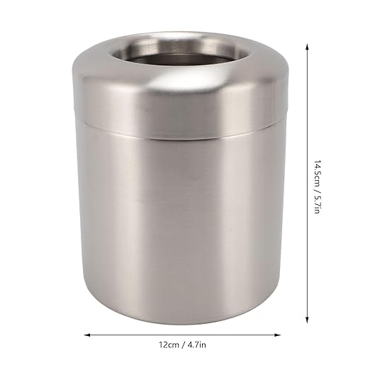 Stainless Steel Trash Bin Trash Cans Metal Garbage Can Modern Round Wastebasket for Bathroom Bedroom Kitchen or Office