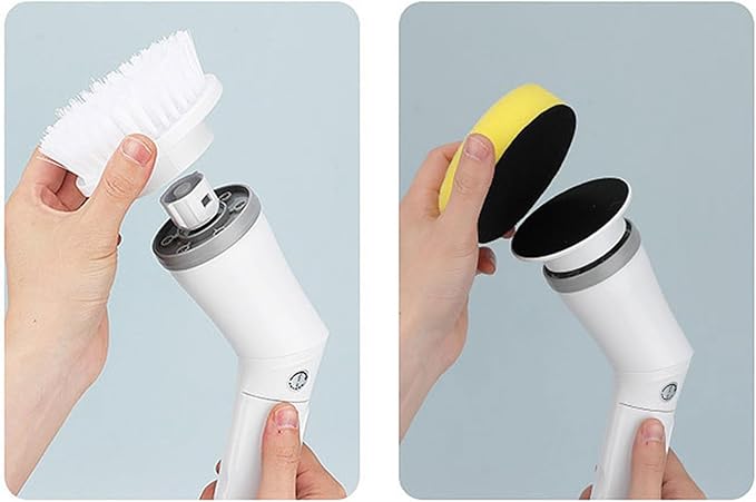 Electric Spin Scrubber Rechargeable Cleaning Brush with 6 Replaceable Heads Cordless Adjustable Handle Bathroom Scrubber