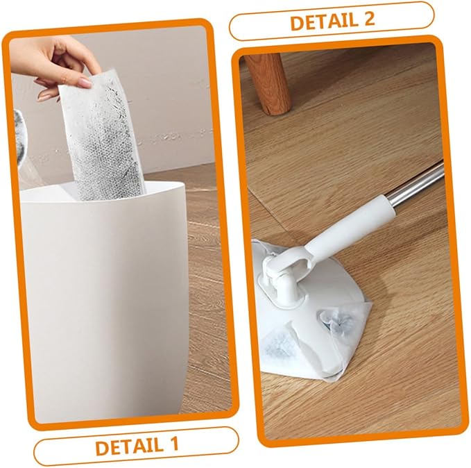 SECFOU Rotatable Dust Mop with Long Handle Triangle Shape Microfiber Floor Cleaning Mop White Retractable No-wash for Hardwood and Tile Floors