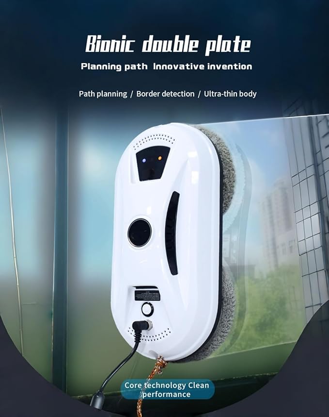 Automatic Smart Window Cleaning Robot Dual Spinning Mop Cleaning Remote Control Al Smart Path Navigation 3000pa Suction Perfect for Windows Glass Doors &amp Tiles