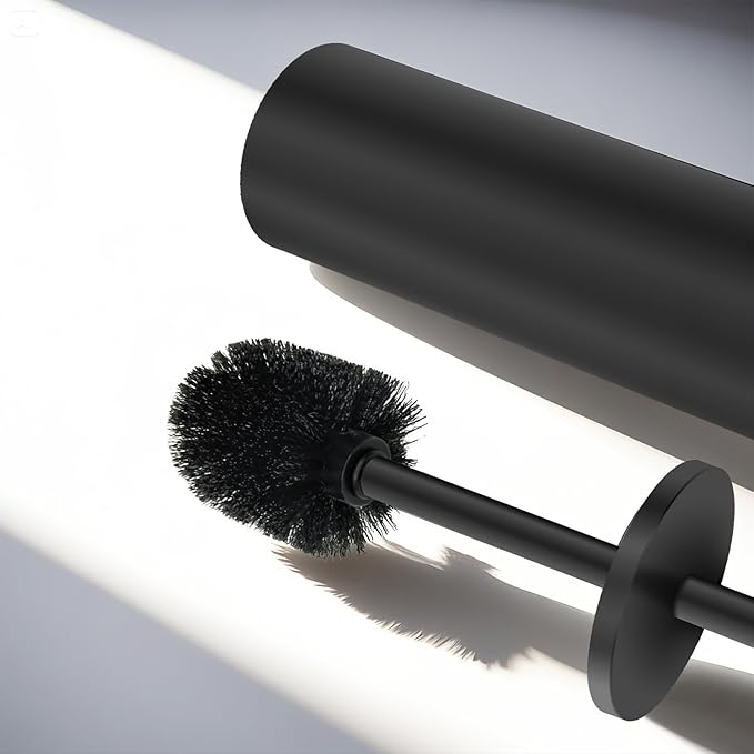 Stainless Steel Toilet Brush with Holder Set for Bathroom Storage and Organization Toilet Bowl Cleaner Brush and Holder (1 Black)