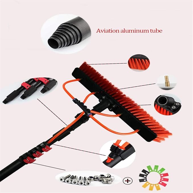 Water Fed Pole Kit Cleaning Tool for Window Glass Solar Panel24Ft Length Water Fed Brush 3-in-1 Aluminum Outdoor Window Cleaner/30Ft/9M