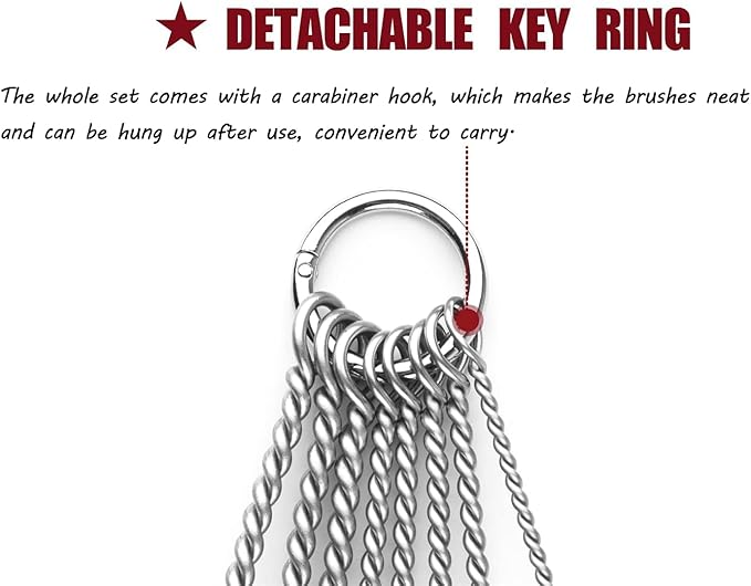 Pipe Cleaning Brush Set Stainless Steel Bristles Stainless Steel Pipe Brush Steel Bottle Brush 9 Piece Variety Pack for Auto Parts Bottles Tubes Etc.