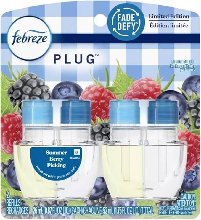 Generic F.e.b.r.e.z.e Odor-Fighting Fade Defy Plug Air Freshener (2) of 0.87 fl oz Refills-Limited Edition (Summer Berry)