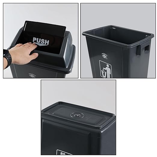 6 Gallon Plastic Swing Top TrashBin/Garbage Can Lidded Wastebasket Trash Can for Kitchen Garage Office Grey (4 Pack)