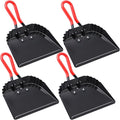 Uiifan 4 Pcs Industrial Metal Dustpans 12 Heavy Duty Dust Pan with Handle Commercial Dustpan Wide Scooper Dust and Debris Sweeping Tool Precision Edge Rubber Grip Loop Handle (Black)