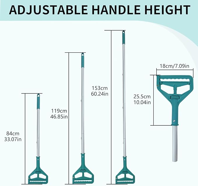 mop Holder Replacement mop Stick mop Handle Commercial Industrial mop Handle Suitable for Cotton and Fiber mop Heads with Threaded Clamping Device Aluminum Handle palo para trapeador