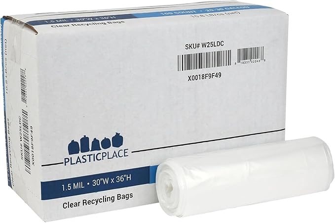 Plasticplace 20-30 Gallon Trash Bags │ 1.5 Mil │ Clear Heavy Duty Garbage Can Liners │100 Count (Pack of 1)