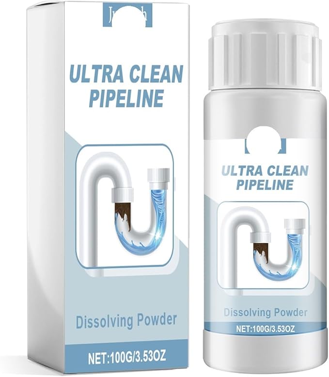 Pipe Dissolving Powder - Unclog Kitchen Bathroom &amp Toilet Drains Remove Grease Hair &amp Odors Fast Acting Drain Cleaner(2PCS)