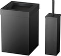 Gatco Small Bathroom Trash Can with Lid and Toilet Brush Set Square 3 Gallon Stainless Steel Wastebasket Under Sink Matte Black for Bathroom Bedroom Office (2972)