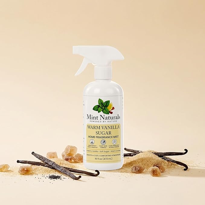 Natural Warm Vanilla Room Spray &amp Odor Eliminator – Cozy Vanilla Sugar Fragrance Mist That Helps Refresh Indoor Air 16 oz – Made in USA by Mint Naturals