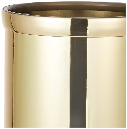 Kraftware Mylar Round Waste Basket 11 Polished Brass Color