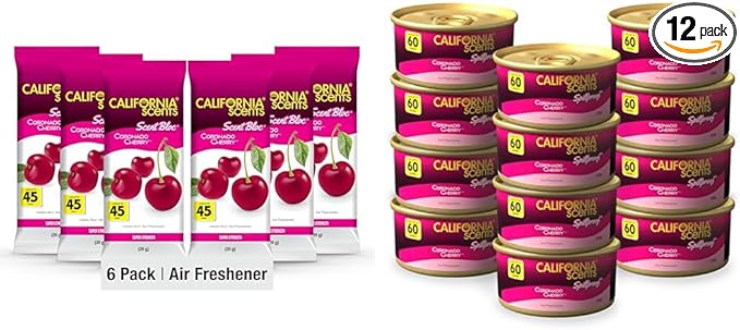 California Scents Power Bloc Car Air Freshener (Coronado Cherry) with Can Air Freshener (12 Pack Coronado Cherry)