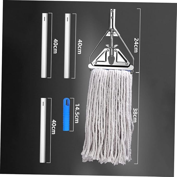 Cotton Mop with Long Handle for Wet and Dry Cleaning Durable Floor Cleaning Tool for Hardwood Laminate Tile and Excellent Water Absorption and Wear Resistance