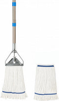 Heavy‑Duty Looped‑End String Wet Mop with Extra Mop Head – 59″ Stainless Steel Pole Large 450 g Cotton Yarn Head for Commercial &amp Industrial Cleaning with Extra Mop Head