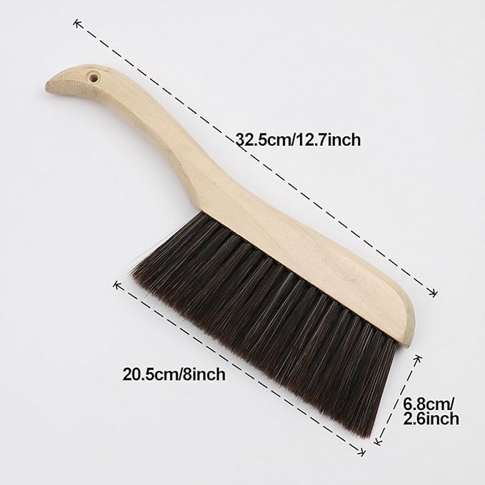 Whisk Broom Hand Held Hand Broom Wooden Handle Bench Brush with Soft BristlesHousehold Cleaning Dust Brushes(C)