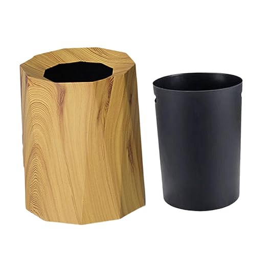 Trash Can Trash Bin Wastebasket Waste Basket for Living Room Patio Toilet Bedroom Wood Color