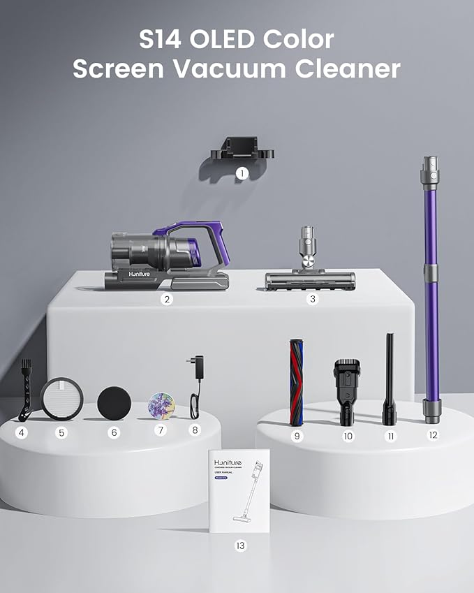 S14 Cordless Vacuum Cleaner 450W 33KPA Stick Vacuum Cleaners with OLED Screen Up to 55minsAnti-Tangle Brush Aromatherapy Lightweight Vacuum Deep Clean for Hardwood Floor Carpet Pet Hair
