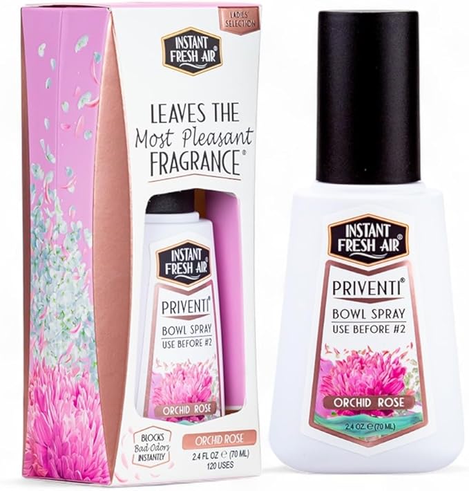 Priventi Bundle – Her/His/Everyone: Orchid Rose + Urban Rebel + Dolce Bliss 2.4 oz Each | Instant Odor Eliminator | Bathroom Spray Toilet Spray &amp Toilet Freshener for Home Travel &amp College