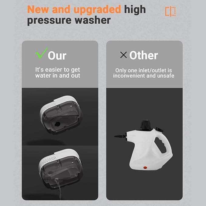 2500W Handheld Steam Cleaner High Pressure Intelligent Save time and increase efficiency. Easily adjust steam outlet Lightweight and portable Environmentally