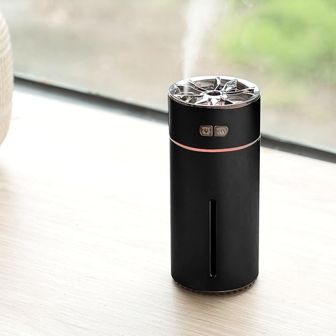 300ml Smart Car Air Freshener Portable Dual Nozzle Aromatherapy Diffuser Humidifier with Colorful Lights 3 Spray Modes for Home Car Office(Black)
