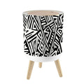 Small Trash Can with Lid Unique Geometric Seamless Pattern ethnic style Aztec textile print 1.8 Gallon/7L Garbage Can Waste Bin with Press Top Lid Wood Legs Wastebasket for Bathroom Kitchen Bedroom