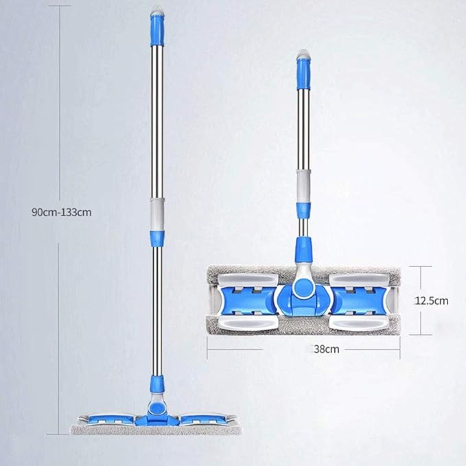 Microfiber Hardwood Floor Mop 7 Washable Reusable Flat Mops Cloths Pads for Wet or Dry Cleaning(Blue)