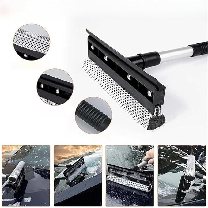 Window Cleaning Brush Glass Wiper for Bathroom Mirror Window with Double-Sided Window Cleaner Squeegee Wiper Black27cm*20cm*8cm