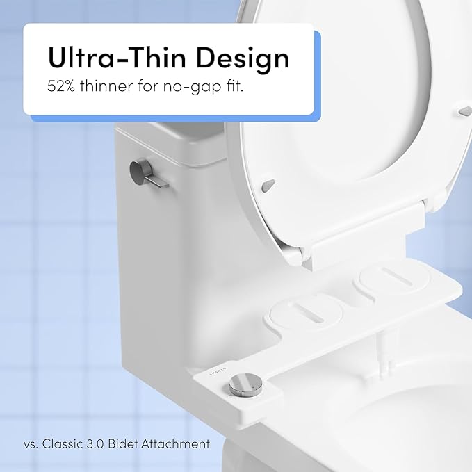 TUSHY NEW Fresh Dual Nozzle Cool Water Bidet: Ultra Slim Toilet Seat Attachment Sprayer with Luxury 2 in 1 Front &amp Rear Self-Cleaning 180º Clean (DIY Install 10 Minutes) Non-Electric Chrome