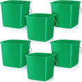 Zhehao 6 Pcs 3 Quart Bucket for Cleaning Small Sanitizer Bucket for Restaurant Square Plastic Pail with Handles for Home Offices Commercial Use Food Service(Dark Green)