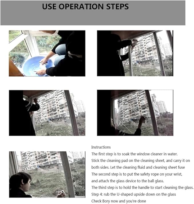 Window Cleaner Wipers The Magnetic Window Cleaner Double Side Glass Cleaner for Single Glazed Windows Fit to 3-6 mm Windows Thickness