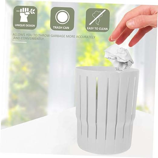 Gatuida Thickened Wastebasket Trash Can for Bedroom and Office Small Nordic Style Open Top Garbage Bin Lightweight White Household Trash Bucket for Living and Bathroom