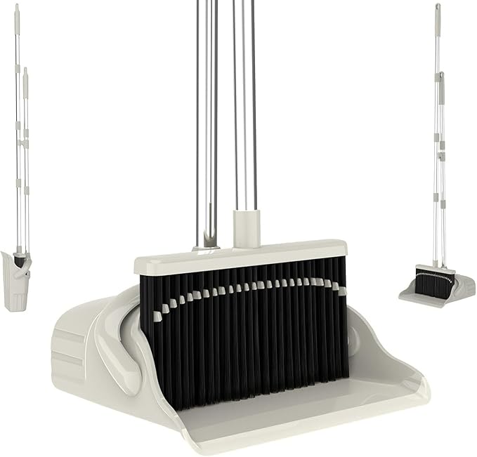 Broom and Dustpan SetStanding Dustpan Broom SetBroom with DustpanBroom and DustpanBroom Dustpan Set with Rubber Lip Dustpan Indoor Broom Cleaning Set for Home Kitchen Room Floor Sweeping
