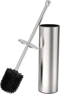Toilet Brush and Holder Set Toilet Bowl Brush for Bathroom with Long Handle Stainless Steel Toilet Cleaner Brush with Durable Scrubbing BristlesSplash-Proof (Brushed Nickel)