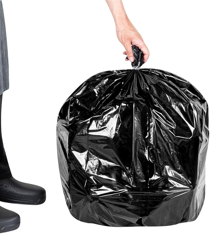Restaurantware RW Clean 13 Gallon Trash Bags 1000 Light-Duty Garbage Can Liners - Fits 12-16 Gallon Trash Cans Stretchable Black Plastic Bin Liners With Star Seal Bottom